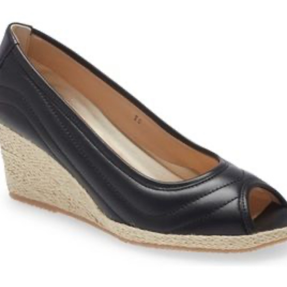 Elegant Black Peep-Toe Wedge Shoes